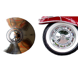 Chrome Round hubcaps.